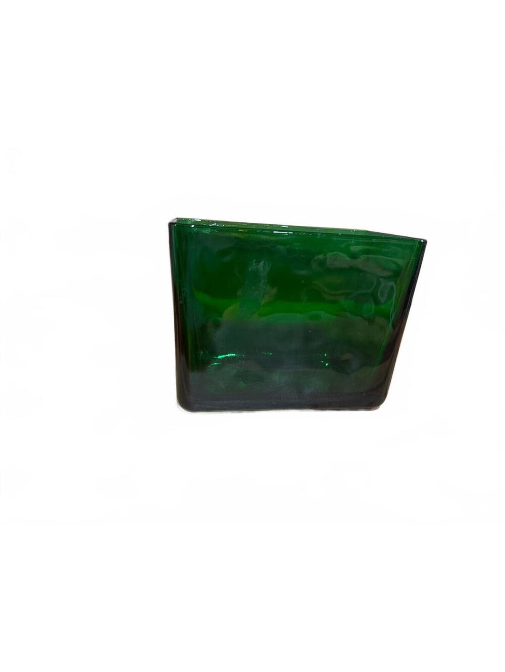 Vintage E.O. Brody Green Glass Rectangular Planter Vase